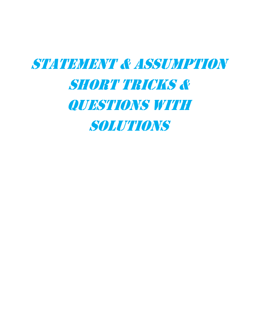 MCQs Reasoning (Statement & Assumption) With Solutions - Page 2