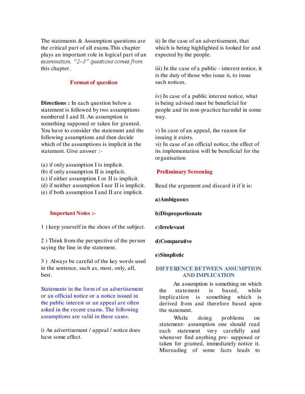 MCQs Reasoning (Statement & Assumption) With Solutions - Page 3