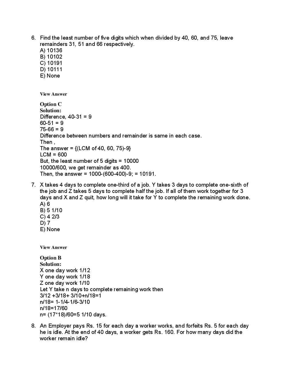 MCQs Mixed Quantitative Aptitude With Solutions - Page 5