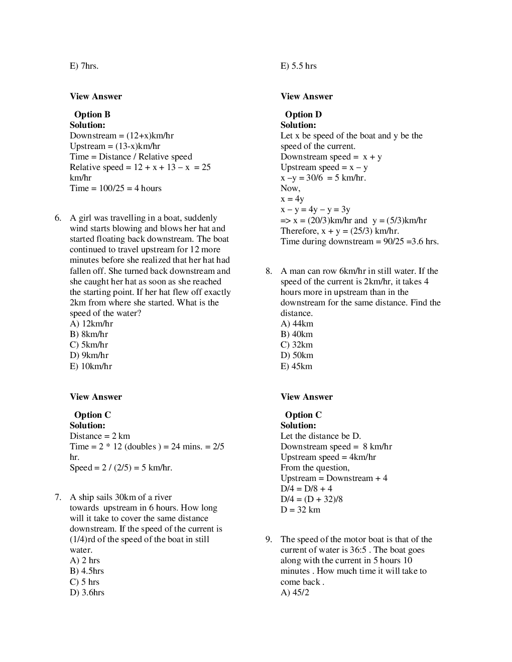 MCQs Quantitative Aptitude (Boat Stream) With Solutions - Page 4