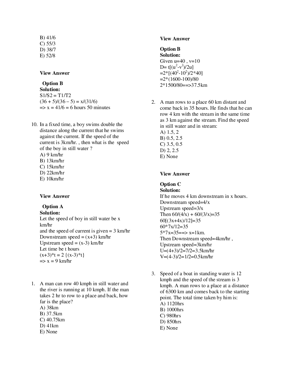 Download MCQs Quantitative Aptitude (Boat Stream) With Solutions PDF Online