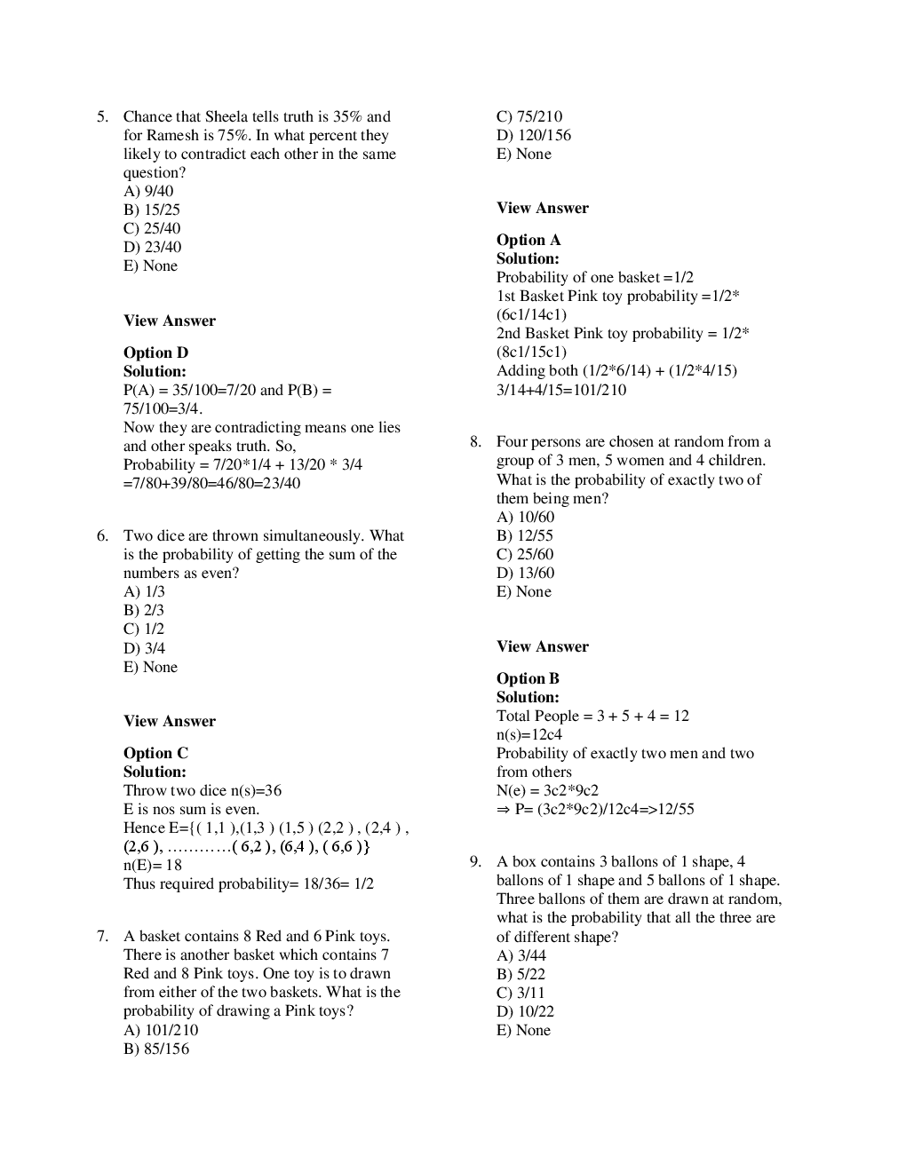 MCQs Quantitative Aptitude (Probability) With Solutions - Page 4