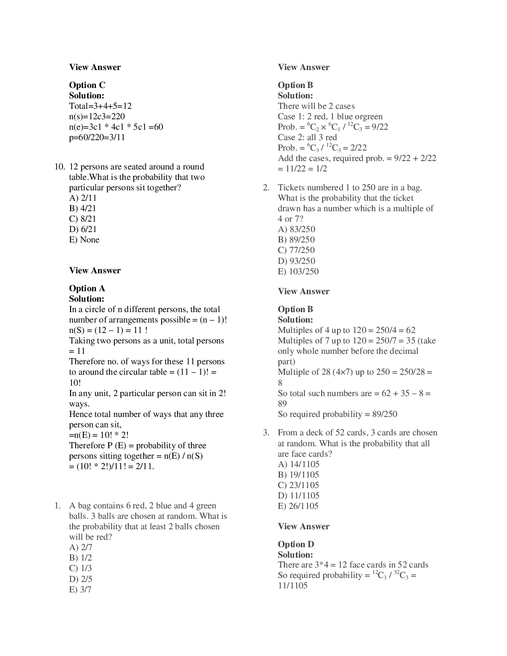 MCQs Quantitative Aptitude (Probability) With Solutions - Page 5