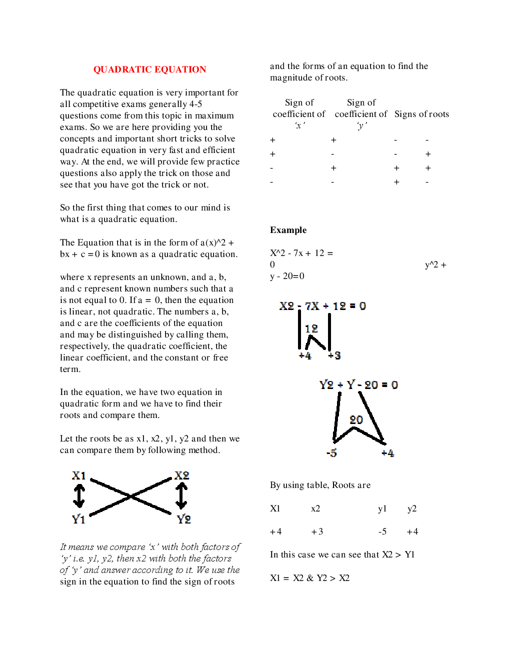 MCQs Quantitative Aptitude (Quadratic Equation) With Solutions - Page 3
