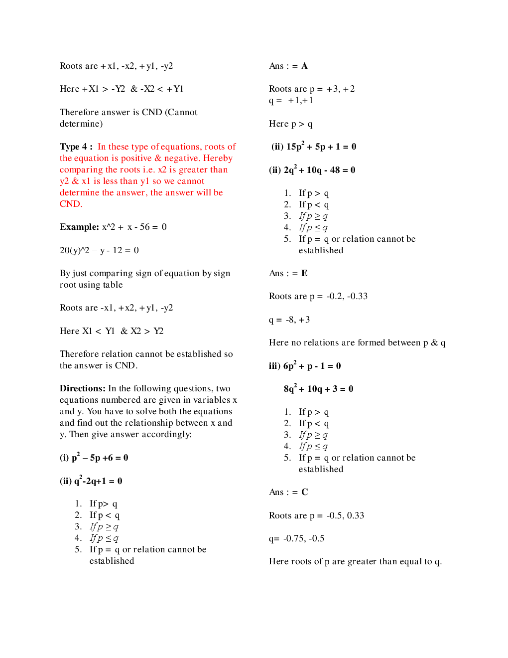 MCQs Quantitative Aptitude (Quadratic Equation) With Solutions - Page 5