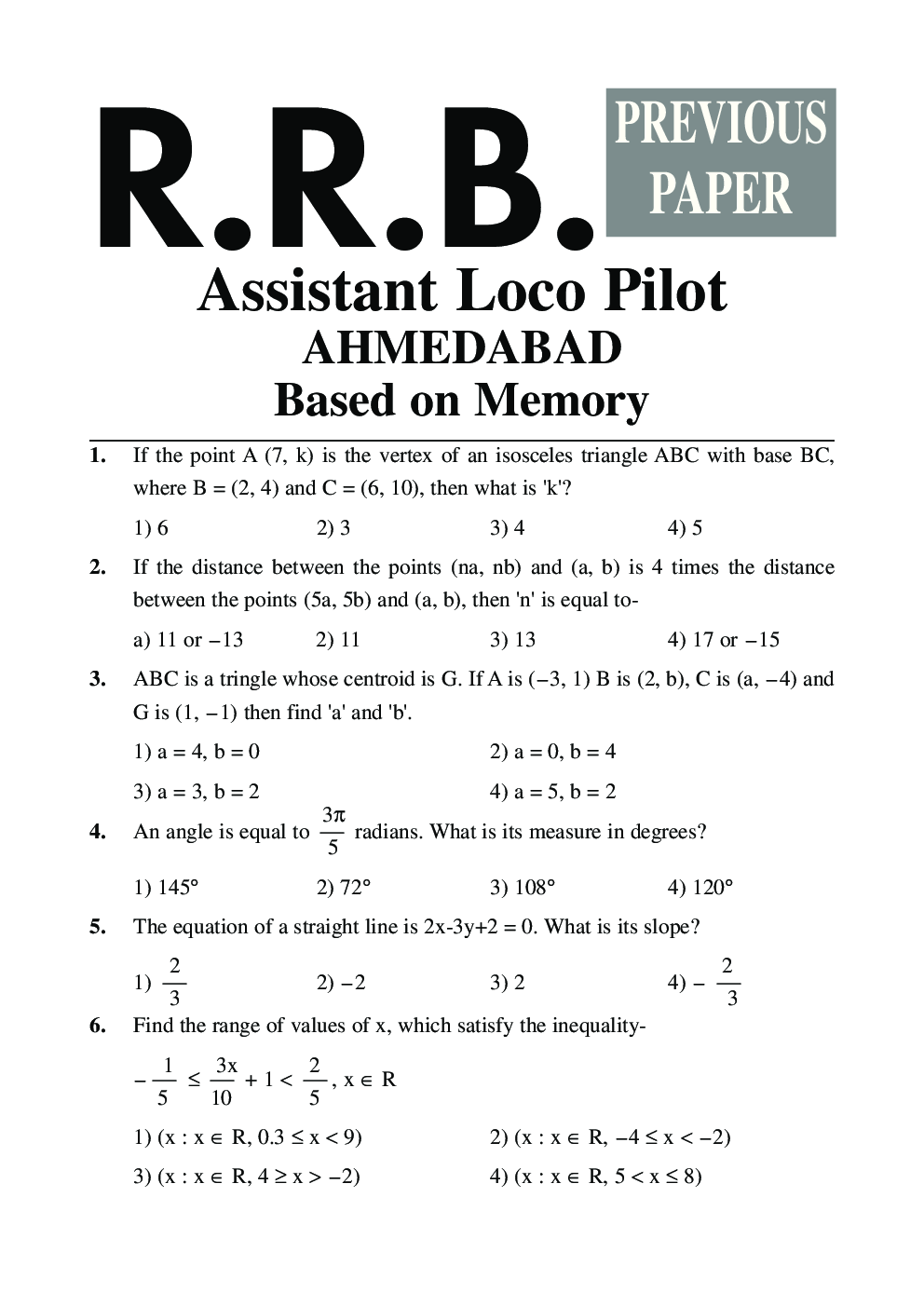 RRB ALP Previous Year Exam Paper With Answer - Page 2