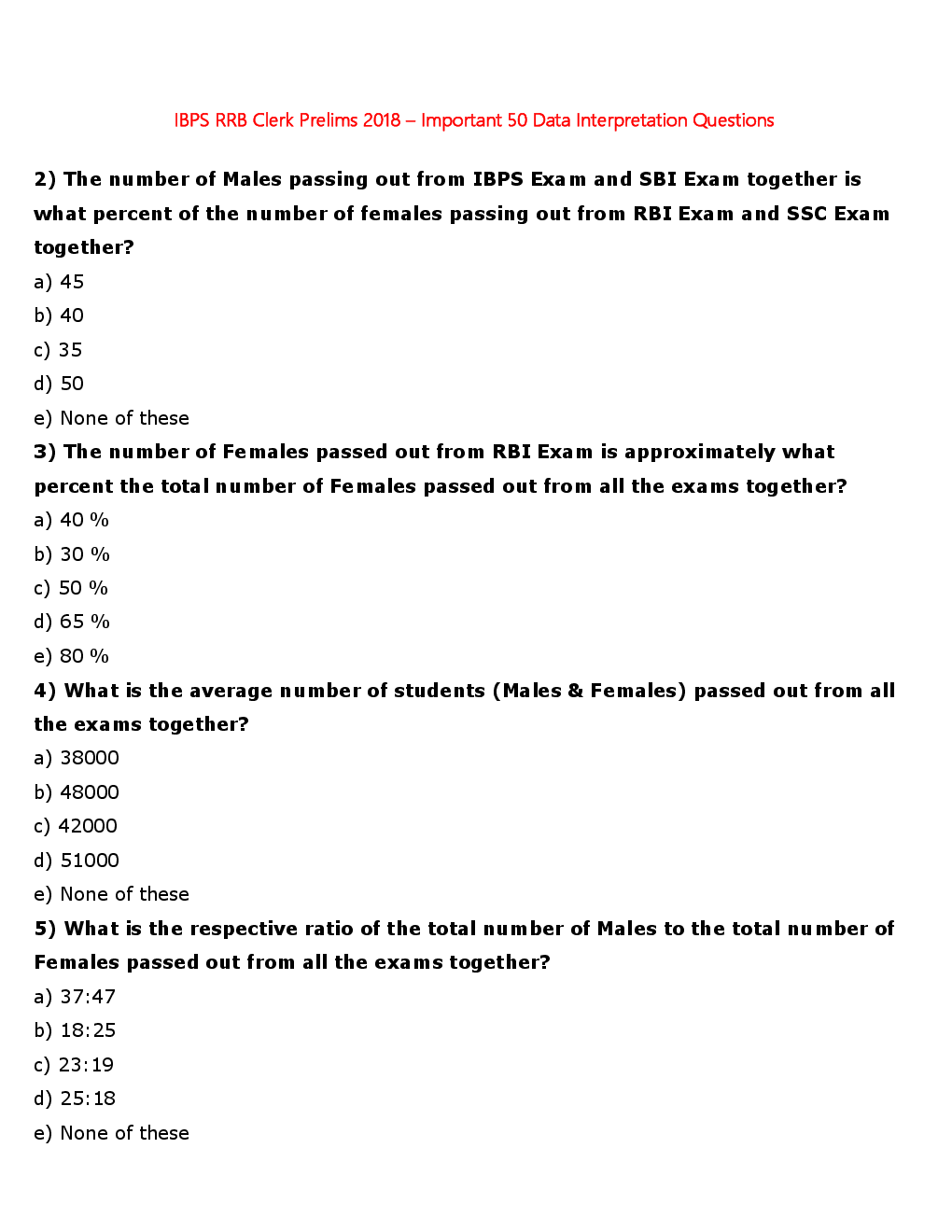 MCQs IBPS Clerk Quantitative Aptitude (Data Interpretation - I) - Page 3