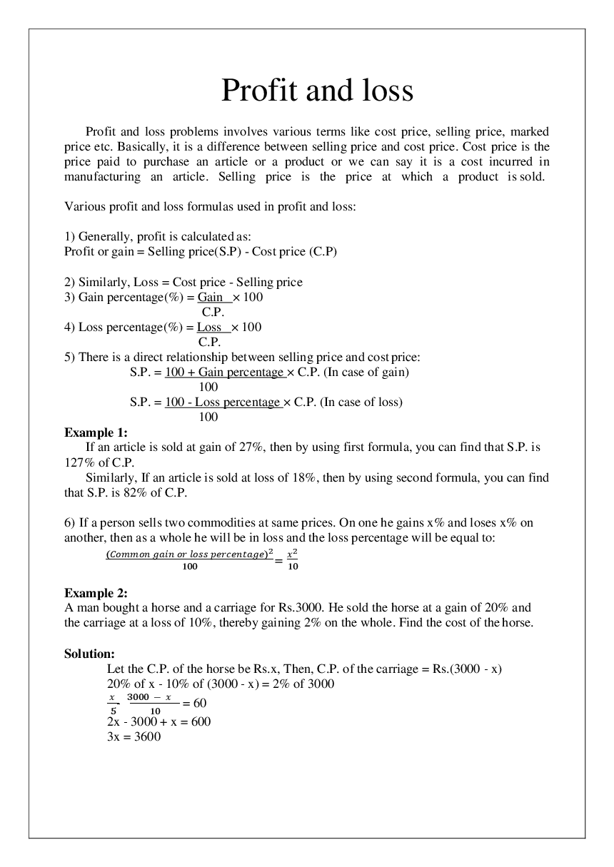 MCQs IBPS Clerk Quantitative Aptitude (Profit & Loss) - Page 2