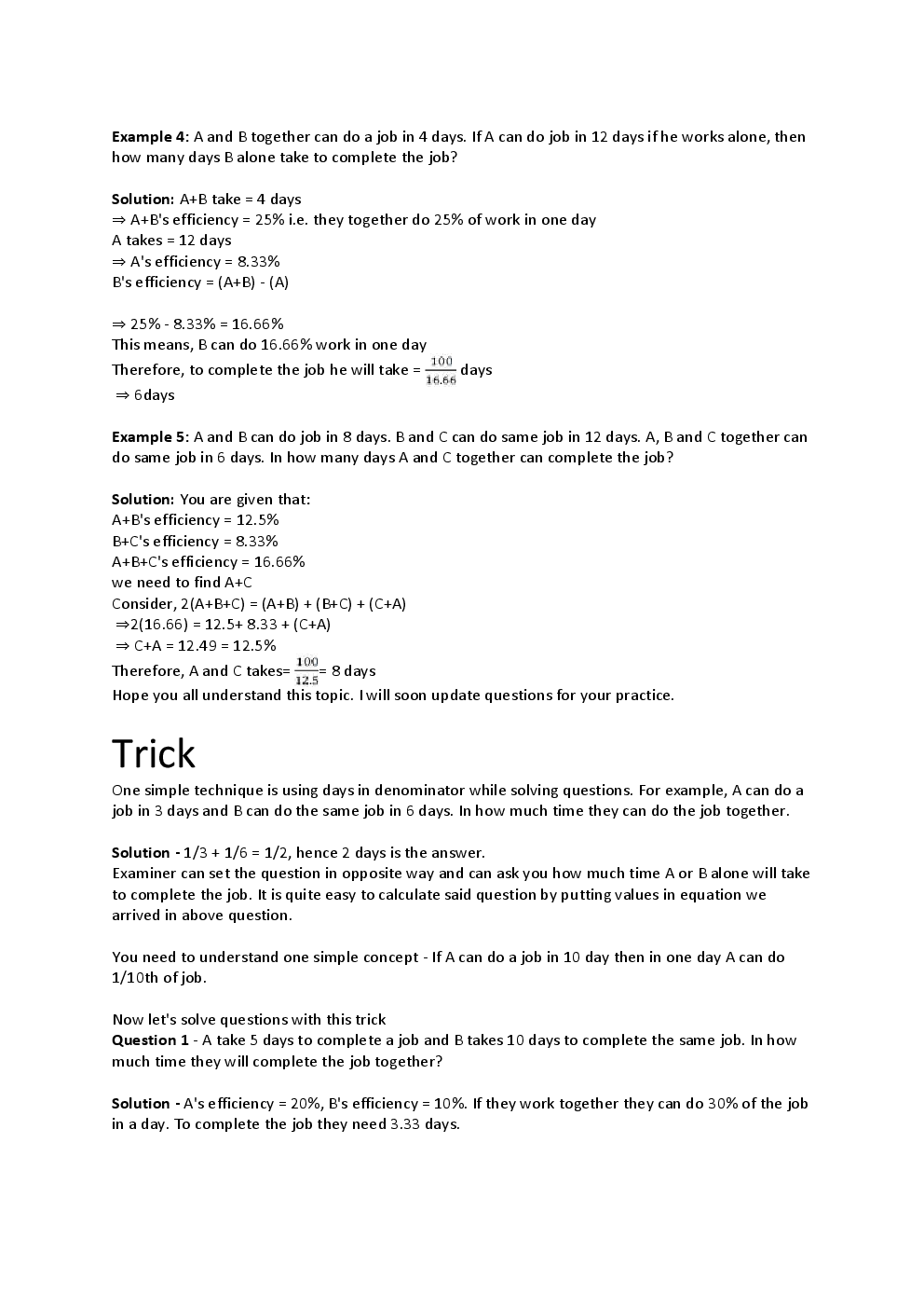 MCQs IBPS Clerk Quantitative Aptitude (Time And Work) - Page 4