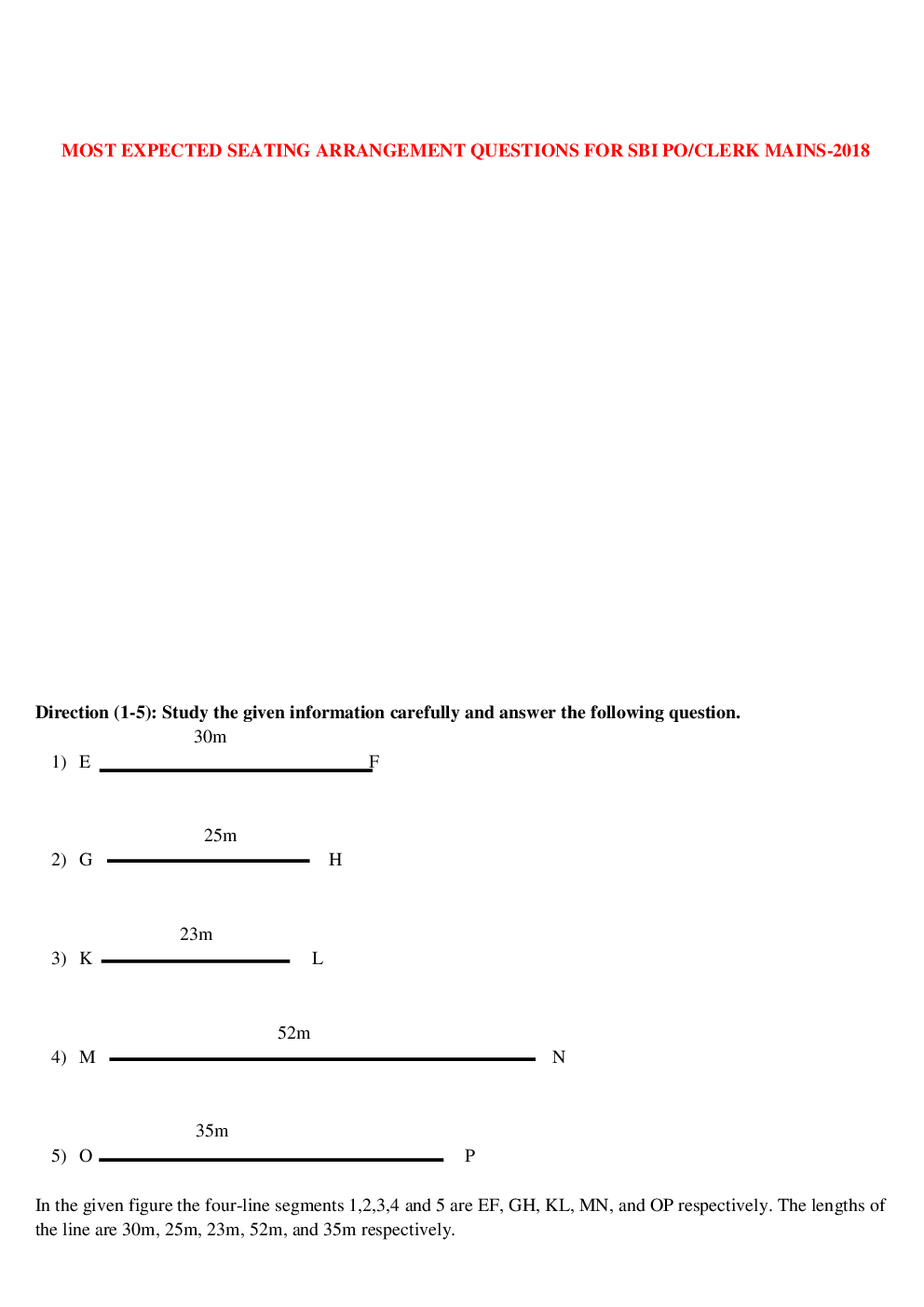 MCQs IBPS Clerk Reasoning (Seating Arrangement-II) - Page 2