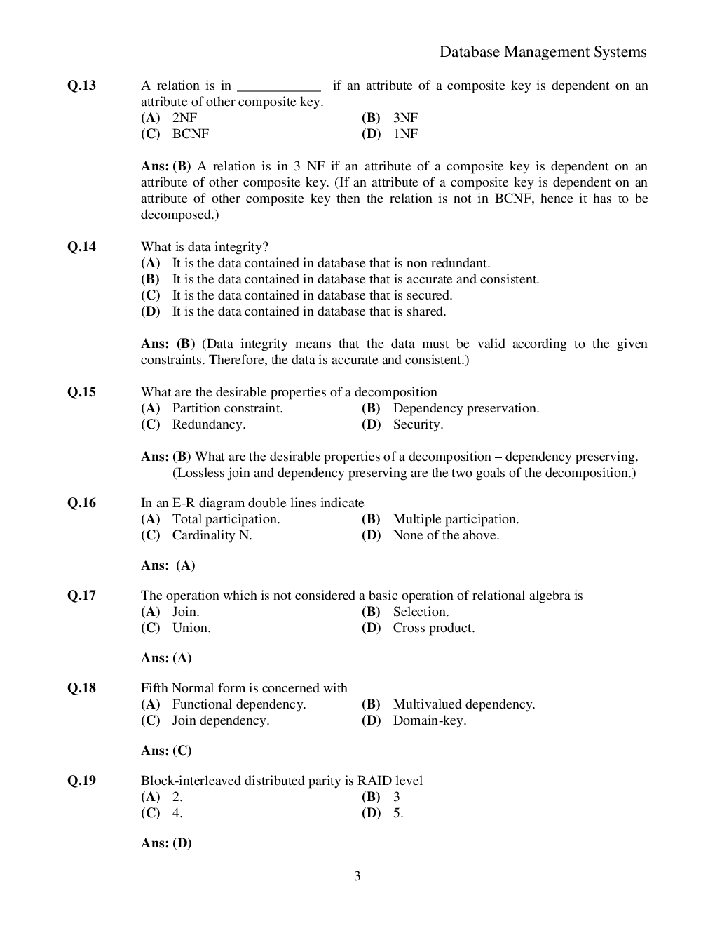 MCQs On Computer (DBMS) For Competitive Exam. - Page 4