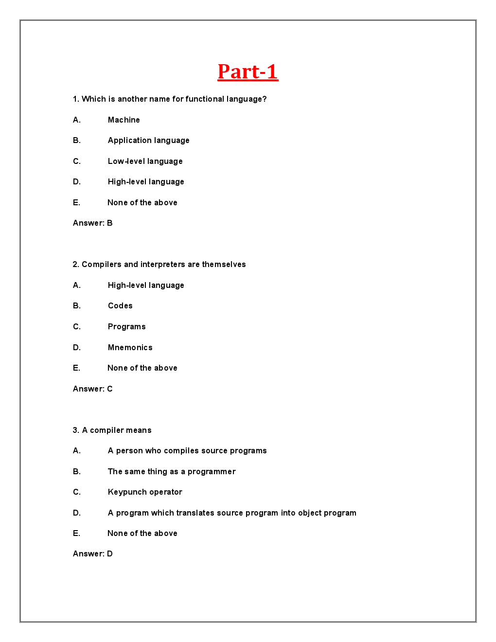 MCQs On Computer Fundamentals - I - Page 2