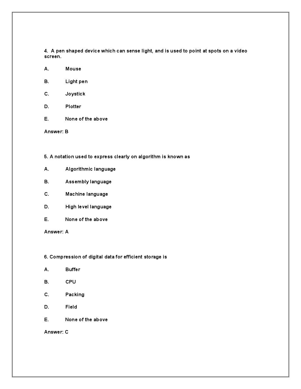 MCQs On Computer Fundamentals - I - Page 3