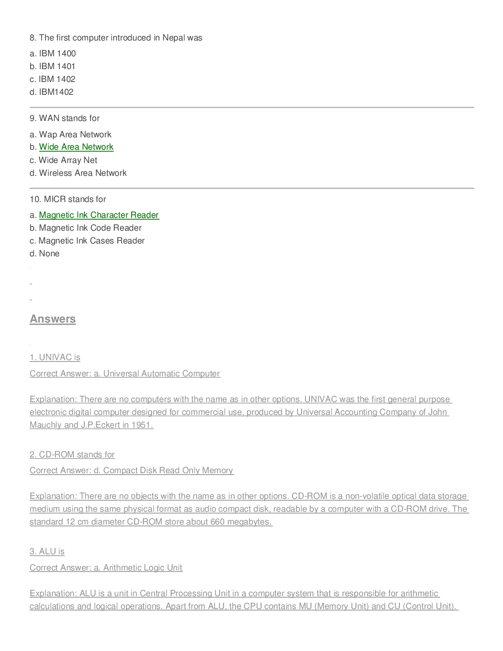 MCQs On Computer Fundamentals - II - Page 3