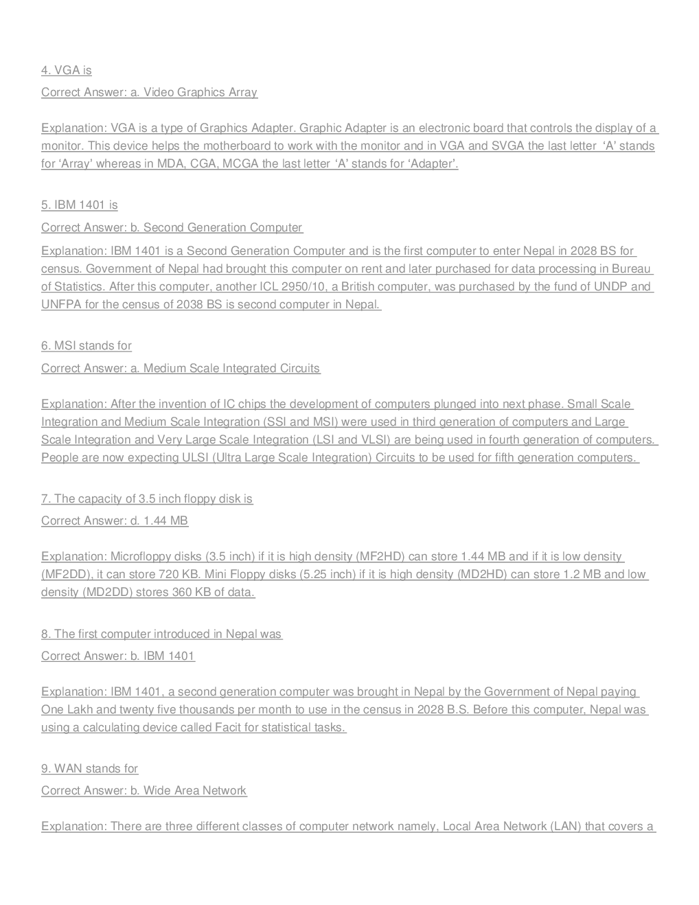 MCQs On Computer Fundamentals - II - Page 4