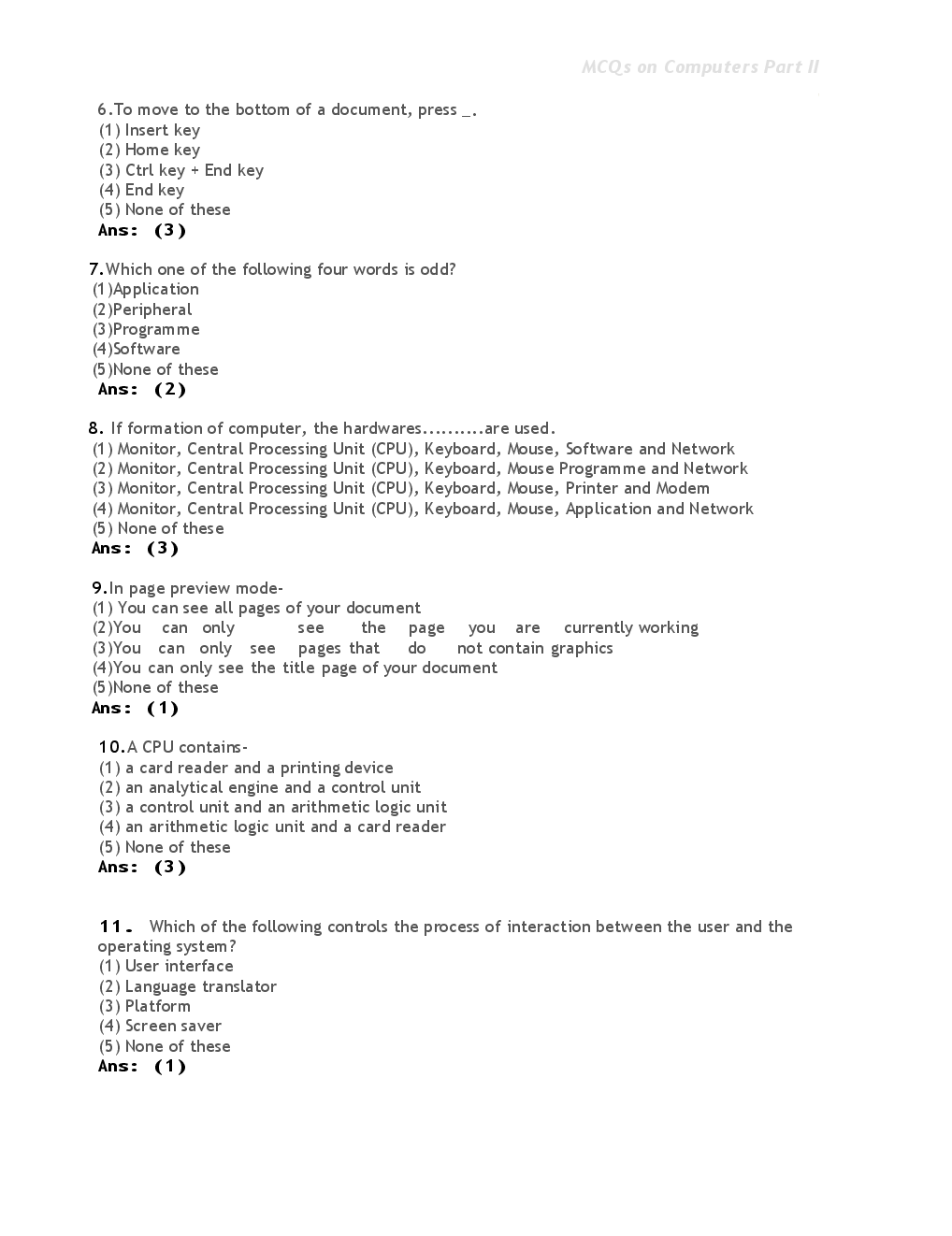 MCQs On Computer-II For Competitive Exam. - Page 3