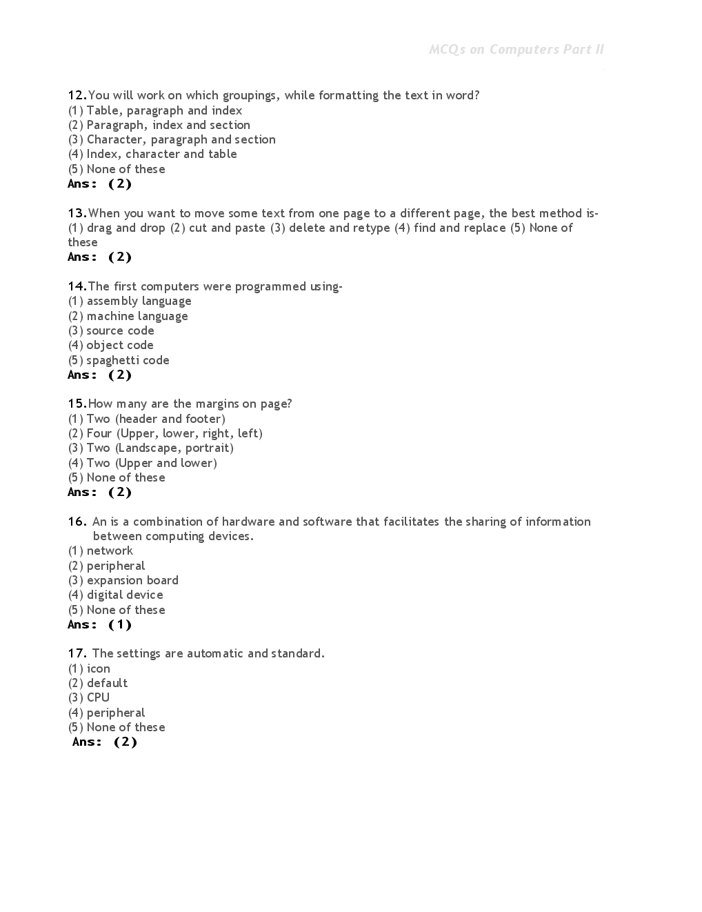 MCQs On Computer-II For Competitive Exam. - Page 4