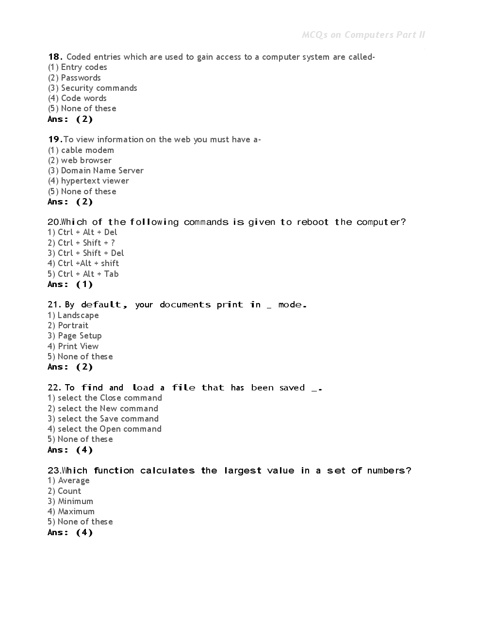 MCQs On Computer-II For Competitive Exam. - Page 5
