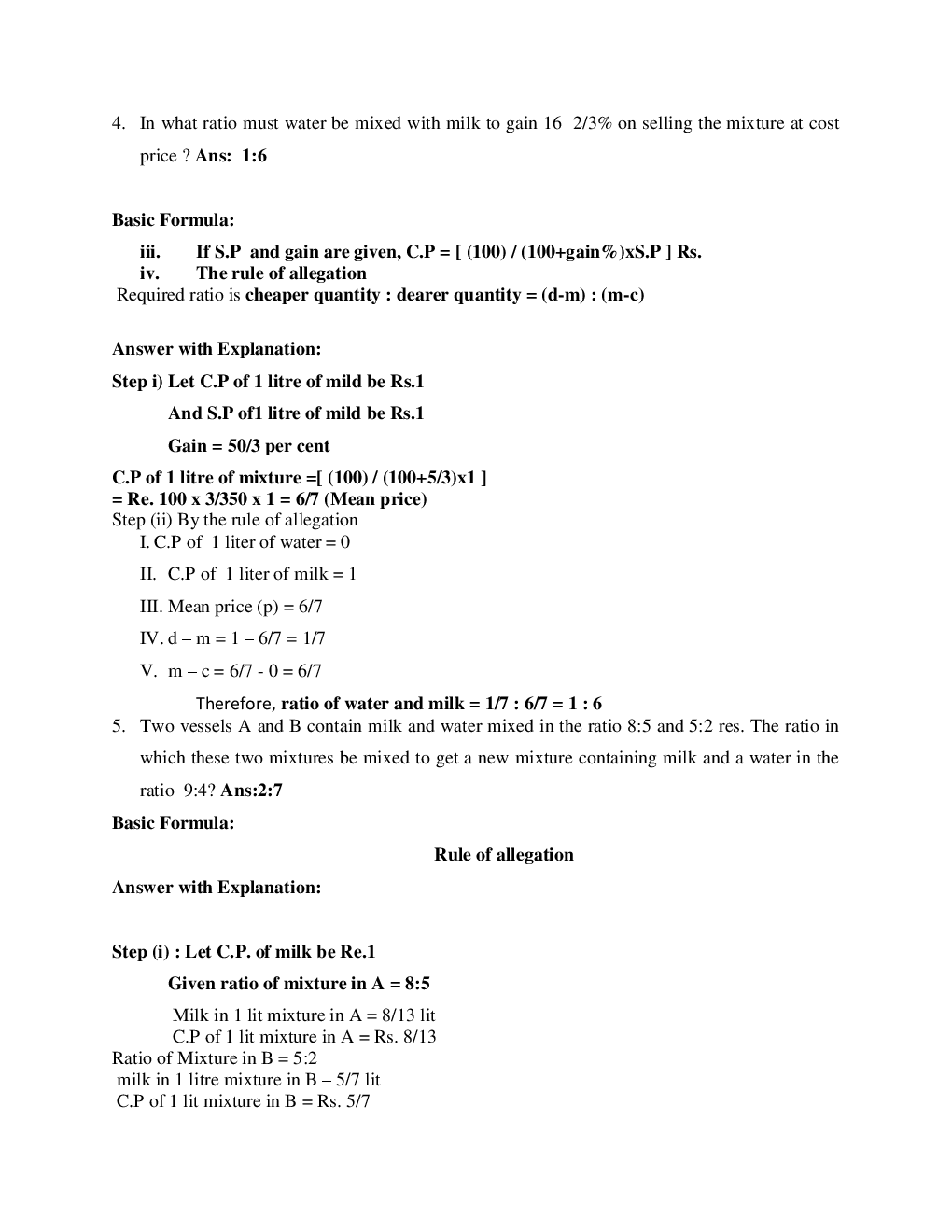 Study Notes Of Quantitative Aptitude (Ratio & Proportion) - Page 5