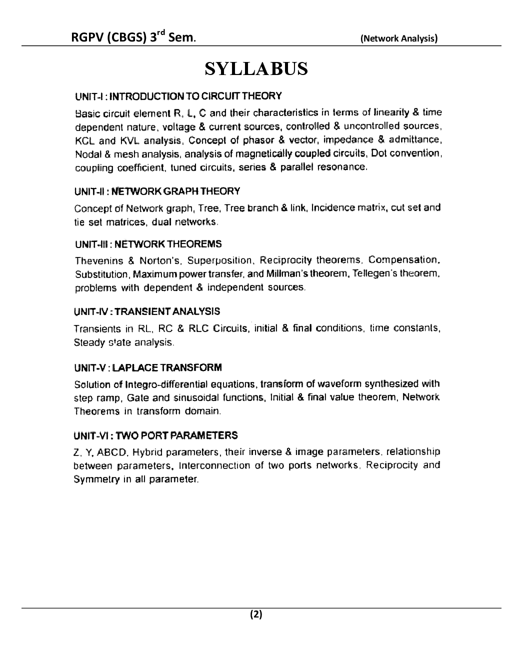 Network Analysis For RGPV BE 3rd Sem Eletronics Communication Engineering - Page 3