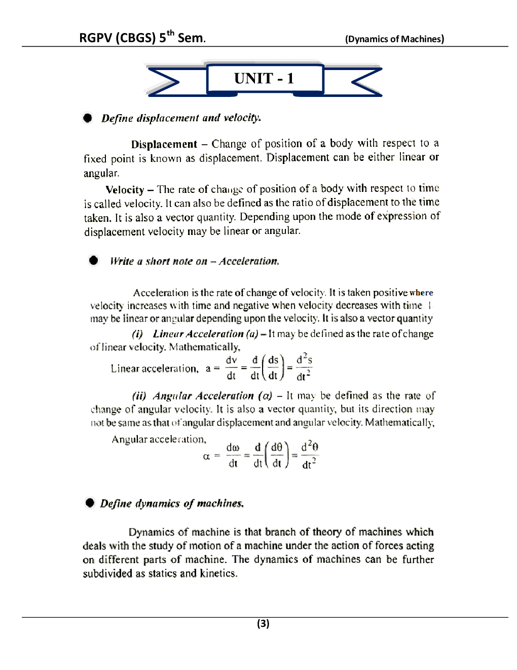 Dynamics Of Machines For RGPV BE 5th Sem Mechanical Engineering - Page 4