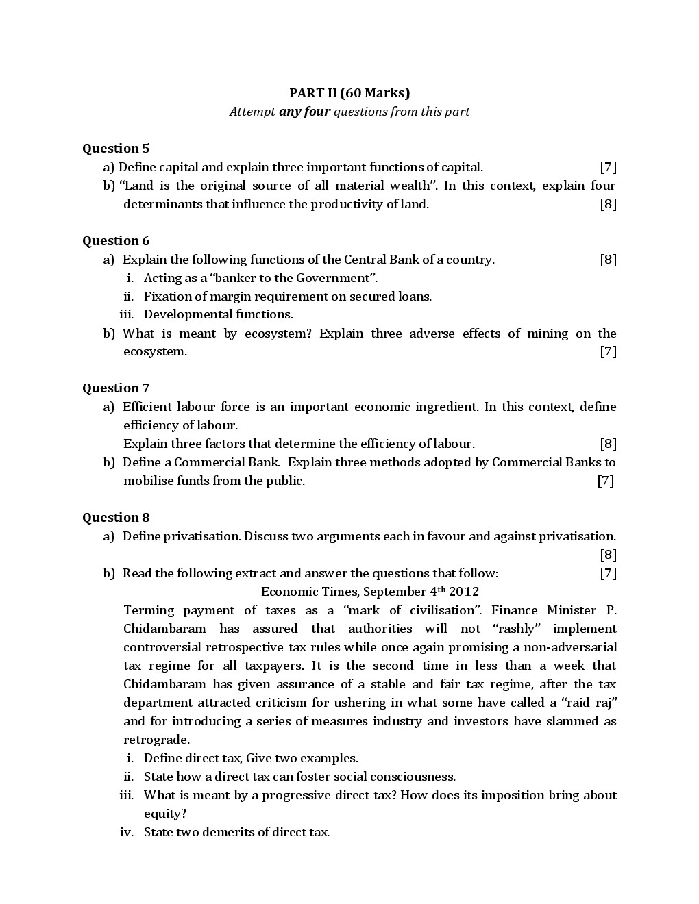 ICSE Previous Year Question Paper Economic Application (2013-2018) For Class-10 - Page 4