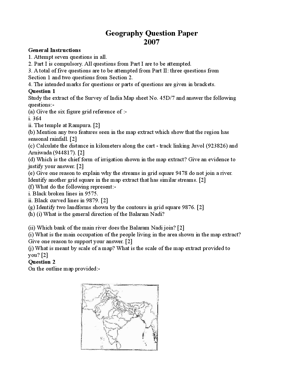 ICSE Previous Year Question Paper Geography (2007-2015) For Class-10 - Page 2