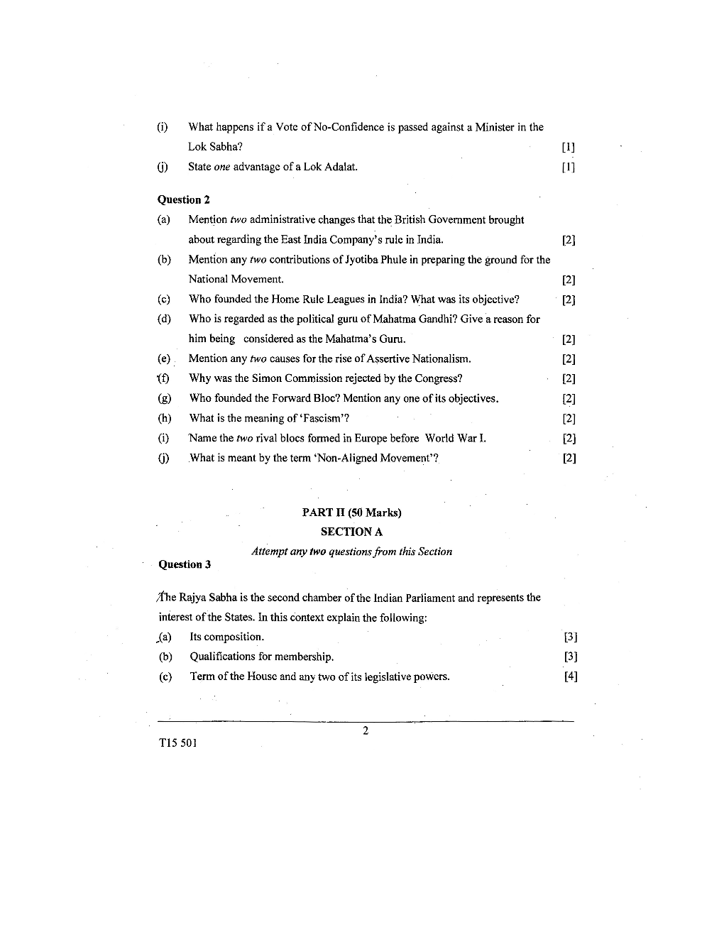 ICSE Previous Year Question Paper History & Civics For Class-10 - Page 3