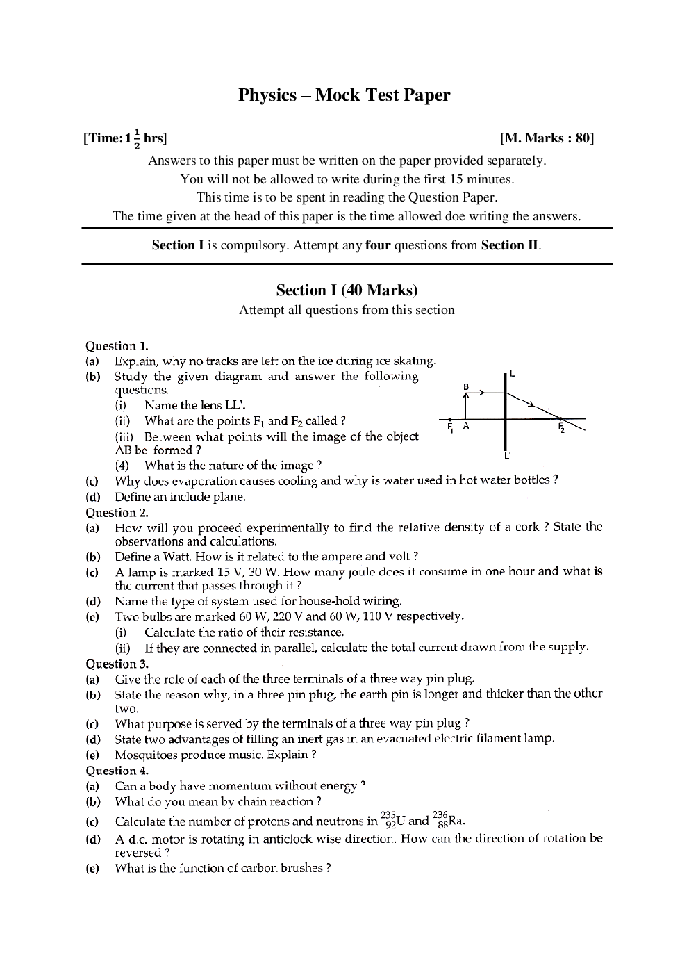 ICSE Physics Sample Paper For Class-10 - Page 2