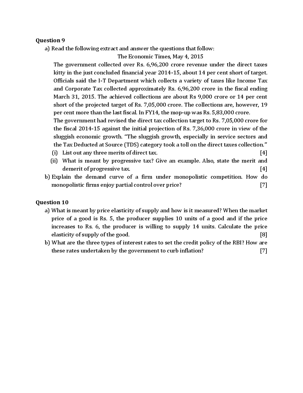 Edco economics sample papers image