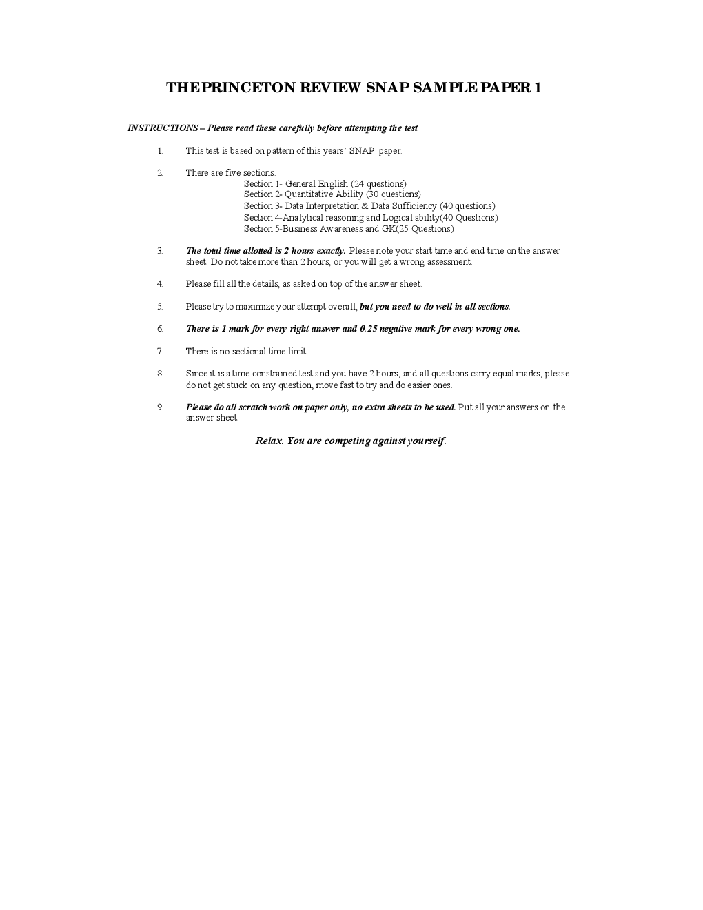 SNAP Sample Paper With Answers - Page 2