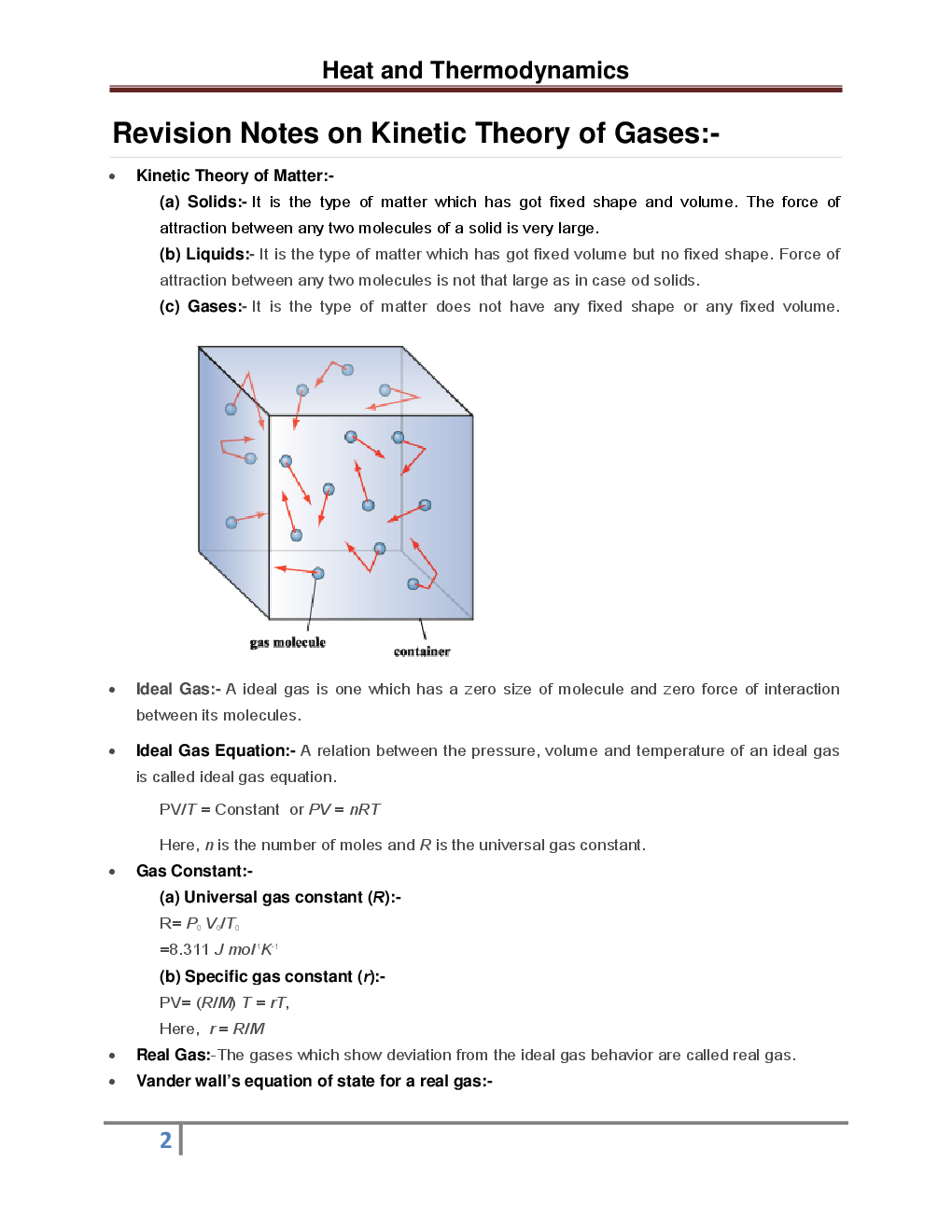 Physics - Heat And Thermodynamics - Revision Notes & Solved Examples - Page 3