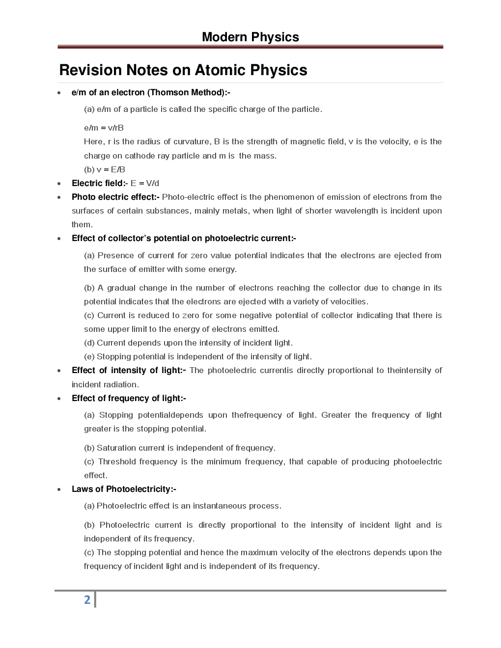 Physics - Modern Physics - Revision Notes & Solved Examples - Page 3
