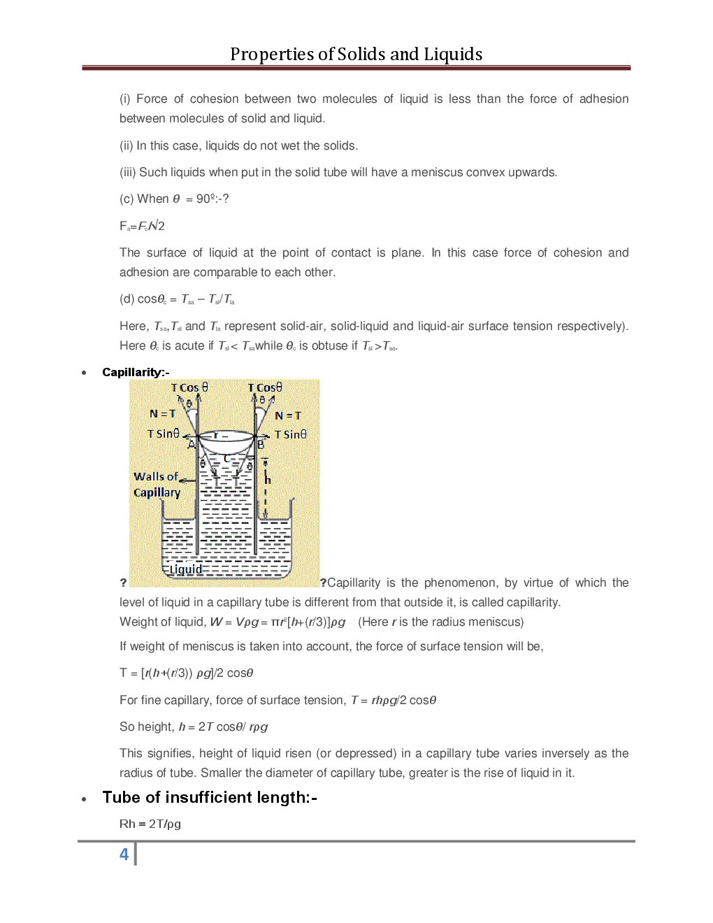 Physics - Properties of Solids And Liquids - Revision Notes & Solved Examples - Page 5