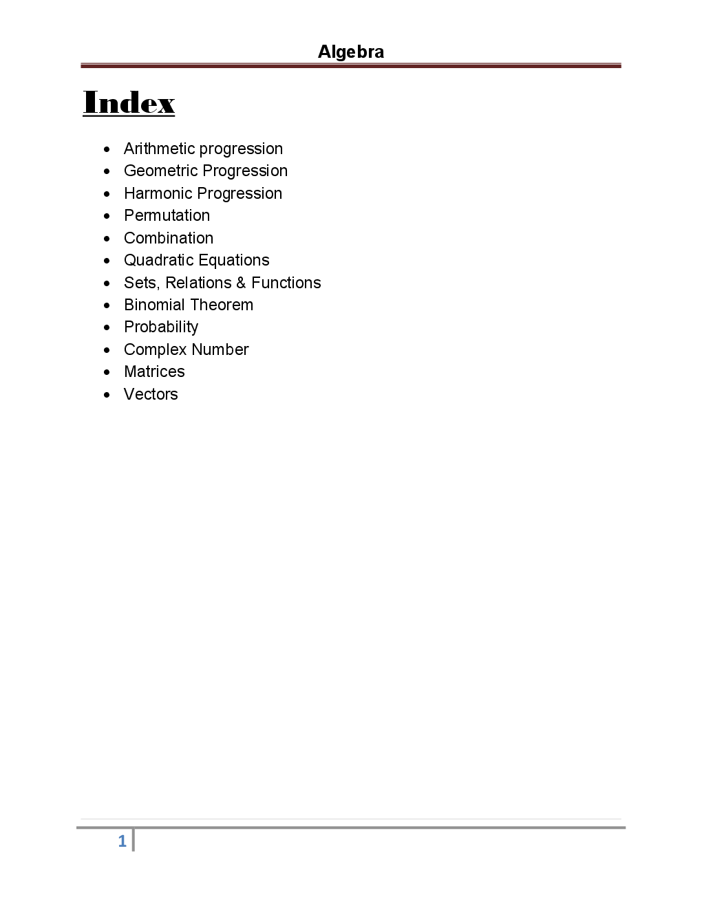 Mathematics - Algebra  - Revision Notes & Solved Examples - Page 2