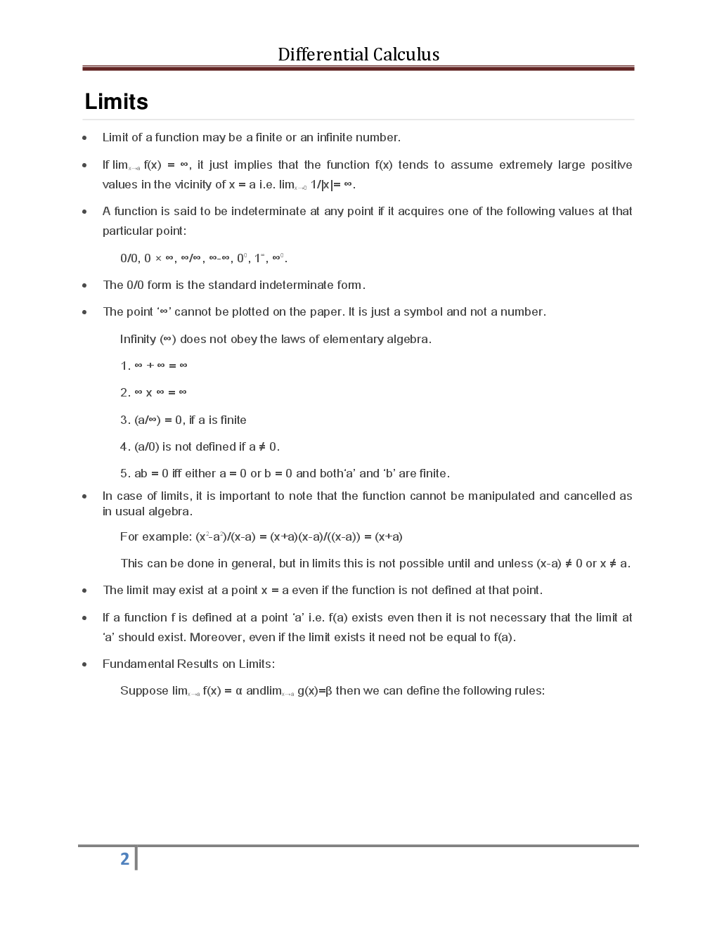 Mathematics - Differential Calculus  - Revision Notes & Solved Examples - Page 3