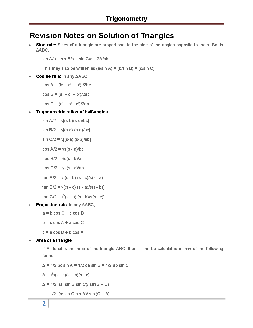 Mathematics - Trigonometry - Revision Notes & Solved Examples - Page 3