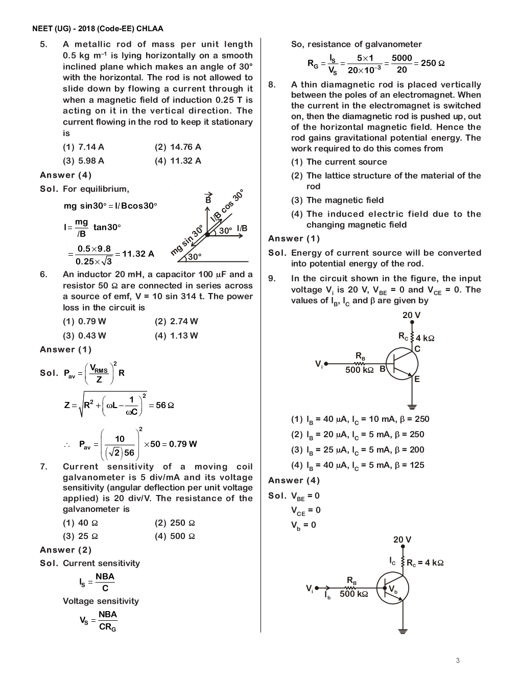 NEET 2018 Question Paper With Solutions Code-EE - Page 3