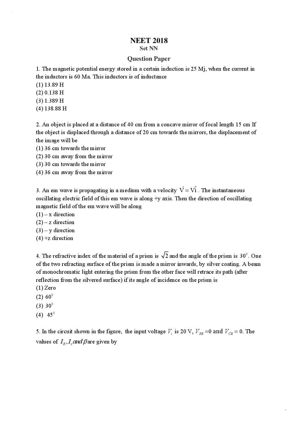 NEET 2018 Question Paper With Solutions Code-NN - Page 2