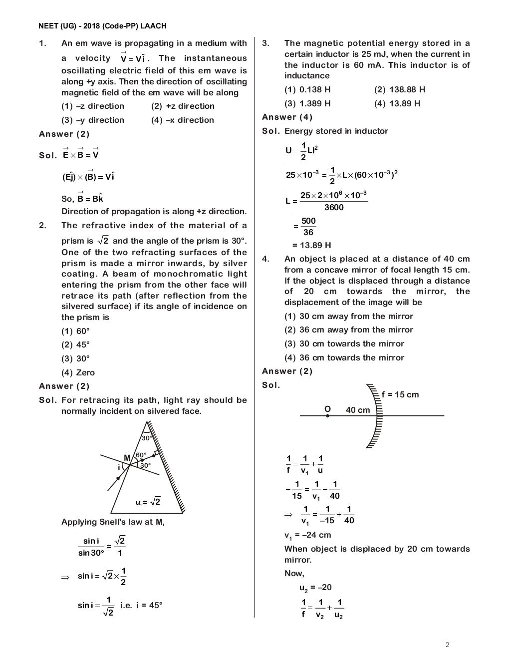 NEET 2018 Question Paper With Solutions Code-PP - Page 2