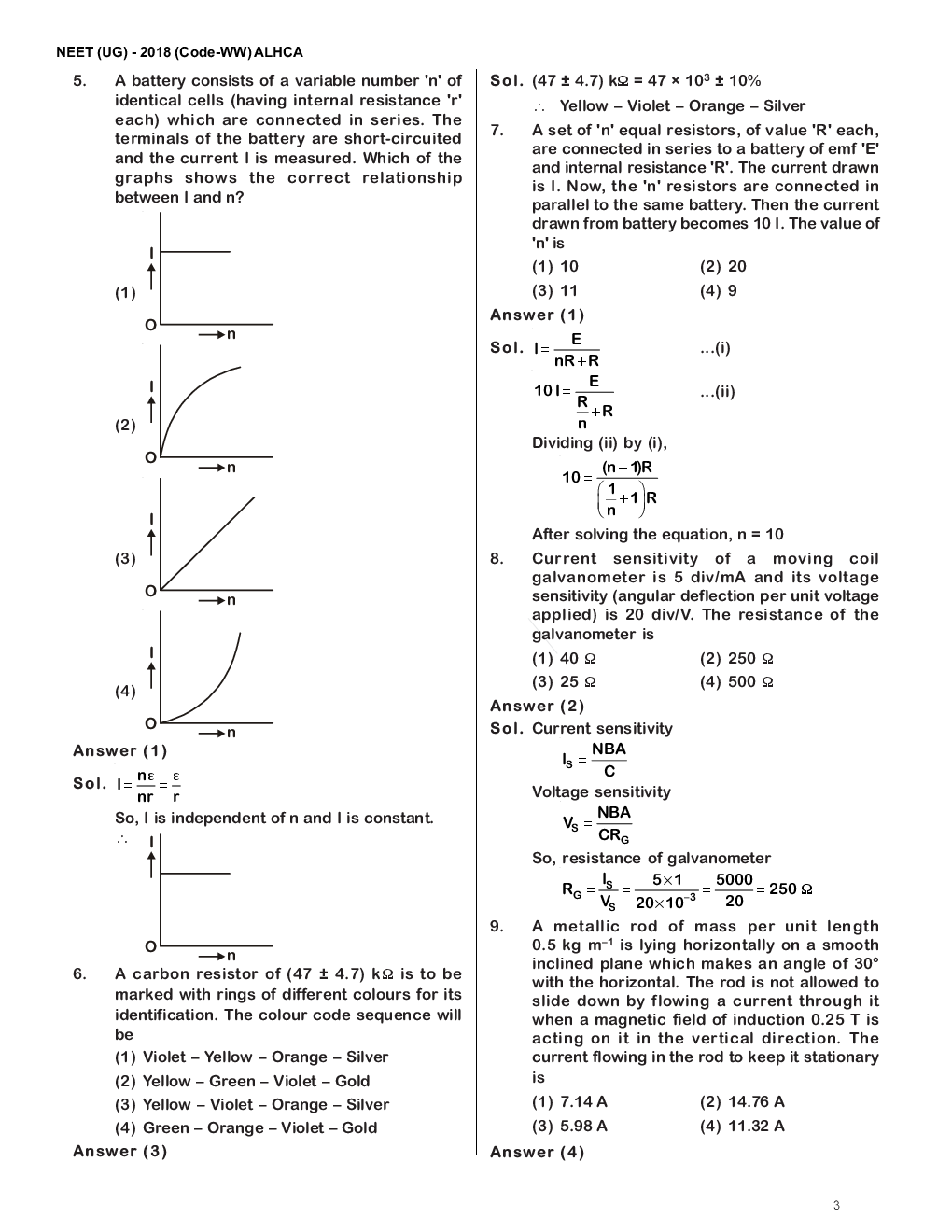 NEET 2018 Question Paper With Solutions Code-WW - Page 3