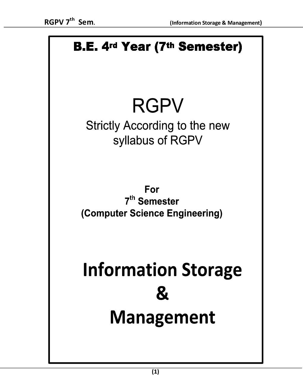 Information Storage & Management For RGPV BE 7th Sem Computer Science Engineering - Page 2