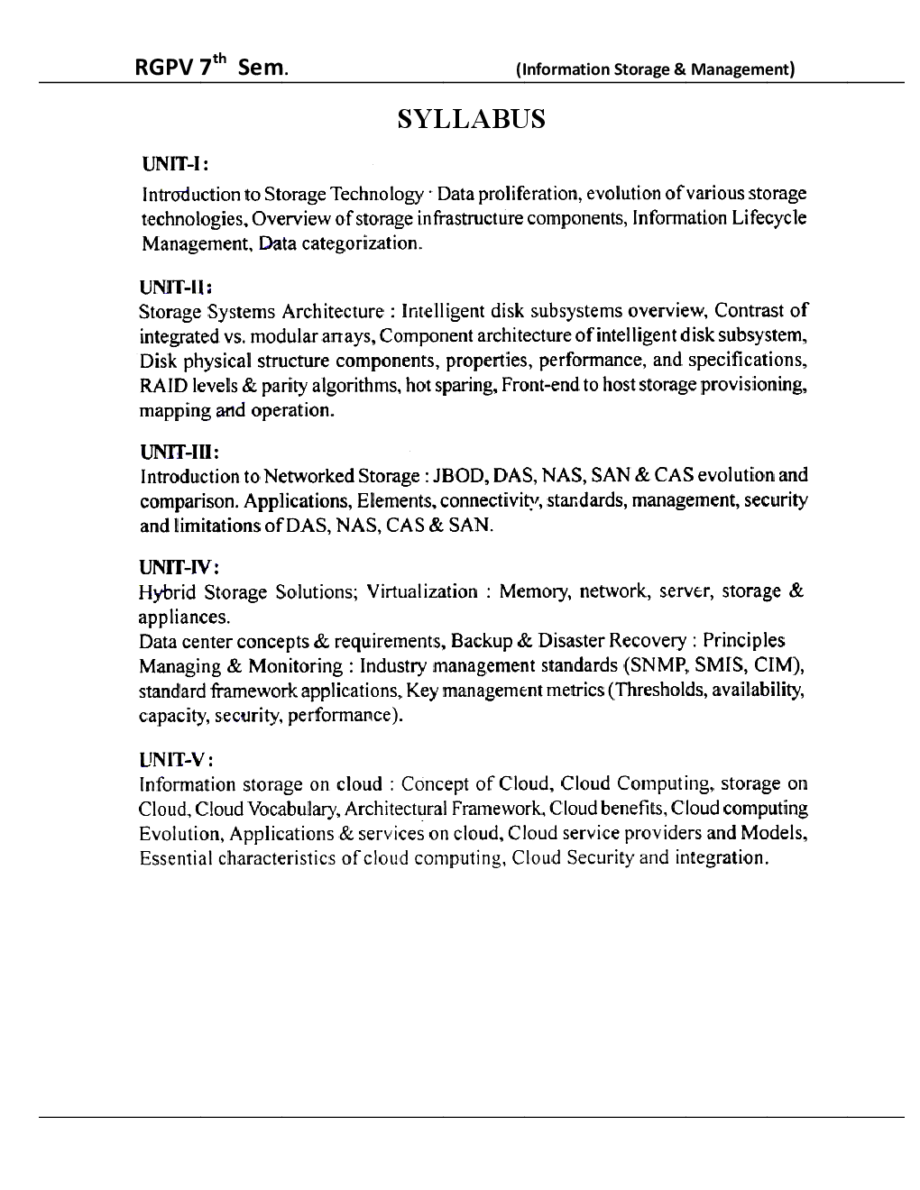 Information Storage & Management For RGPV BE 7th Sem Computer Science Engineering - Page 3