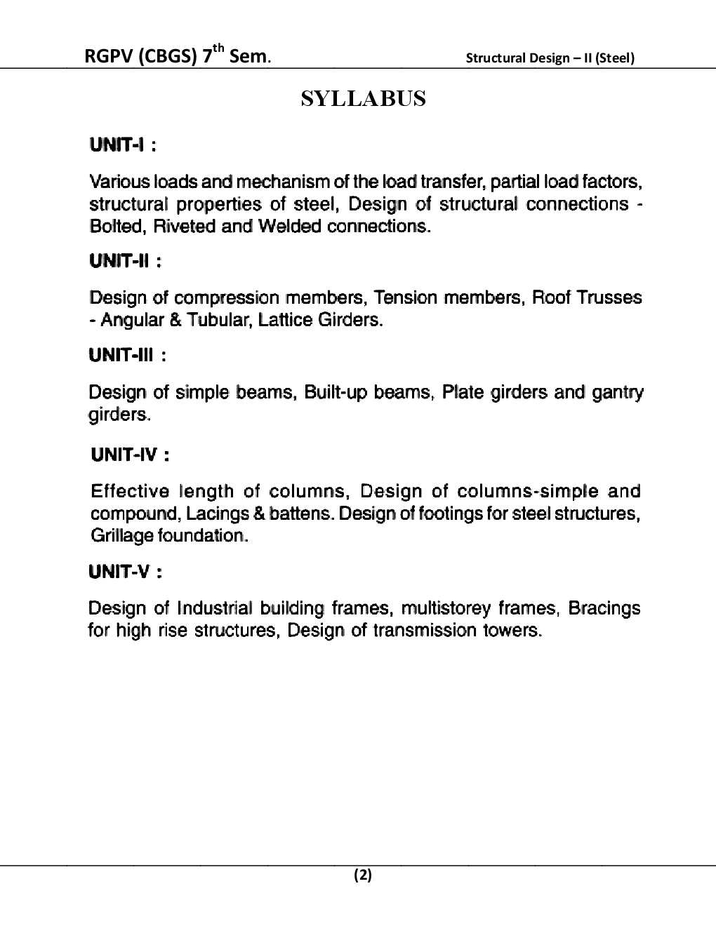 Structural Design – II (Steel) For RGPV BE 7th Sem Civil Engineering - Page 3