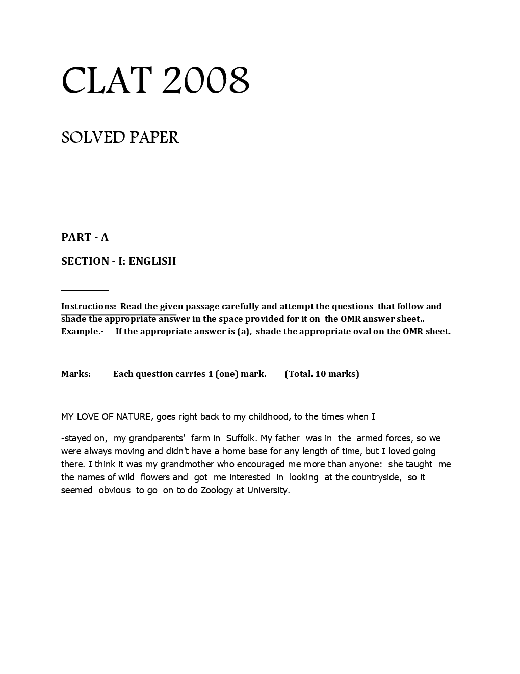 CLAT Question Paper With Answer 2008 - Page 2