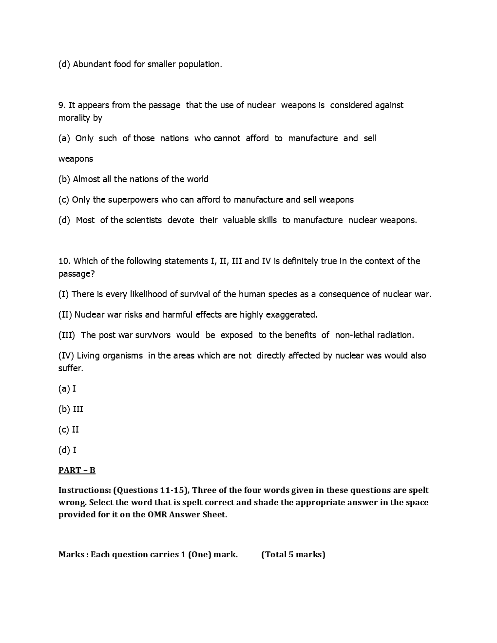 CLAT Question Paper With Answer 2009 - Page 5