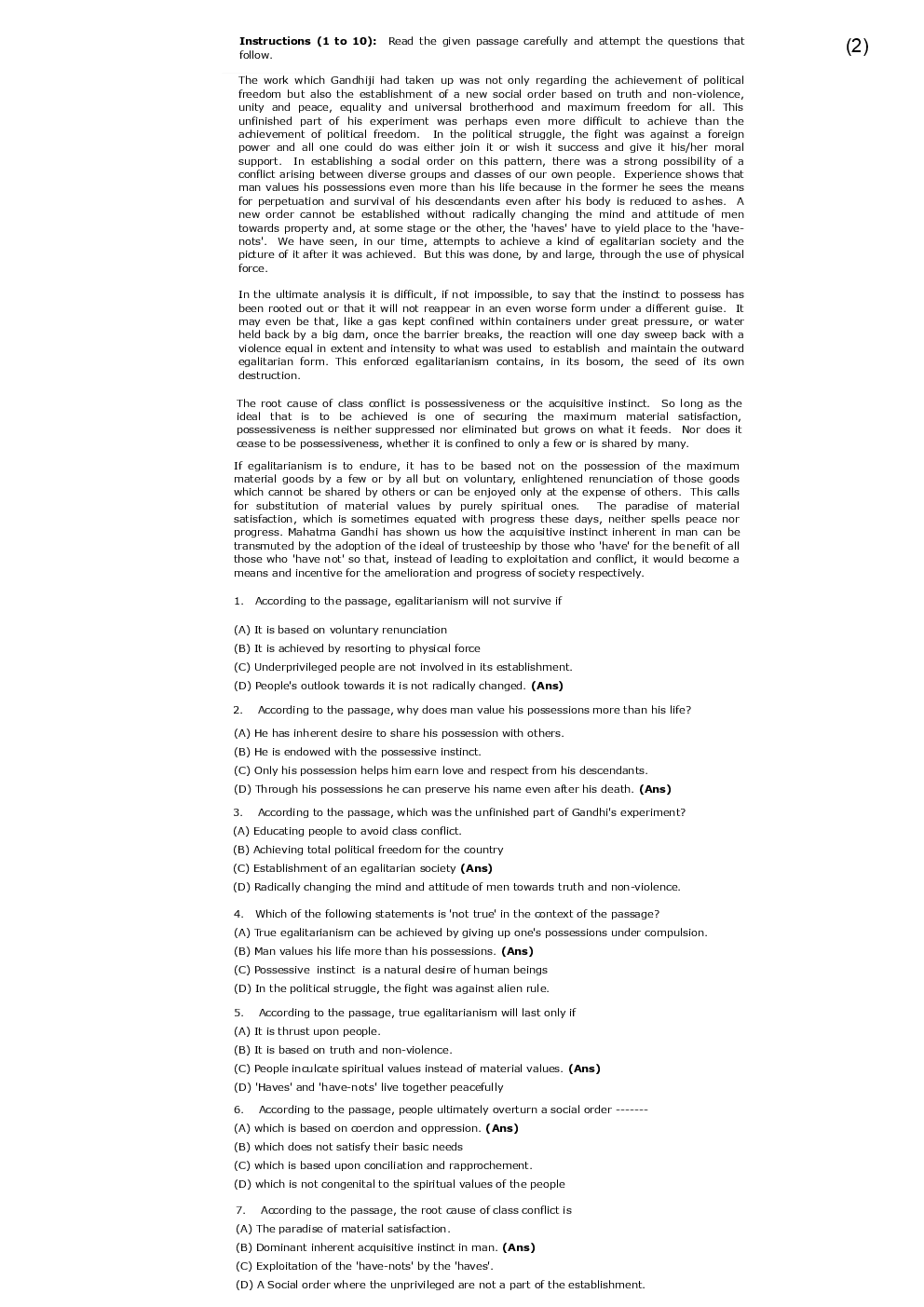 CLAT Question Paper With Answer 2012 - Page 2