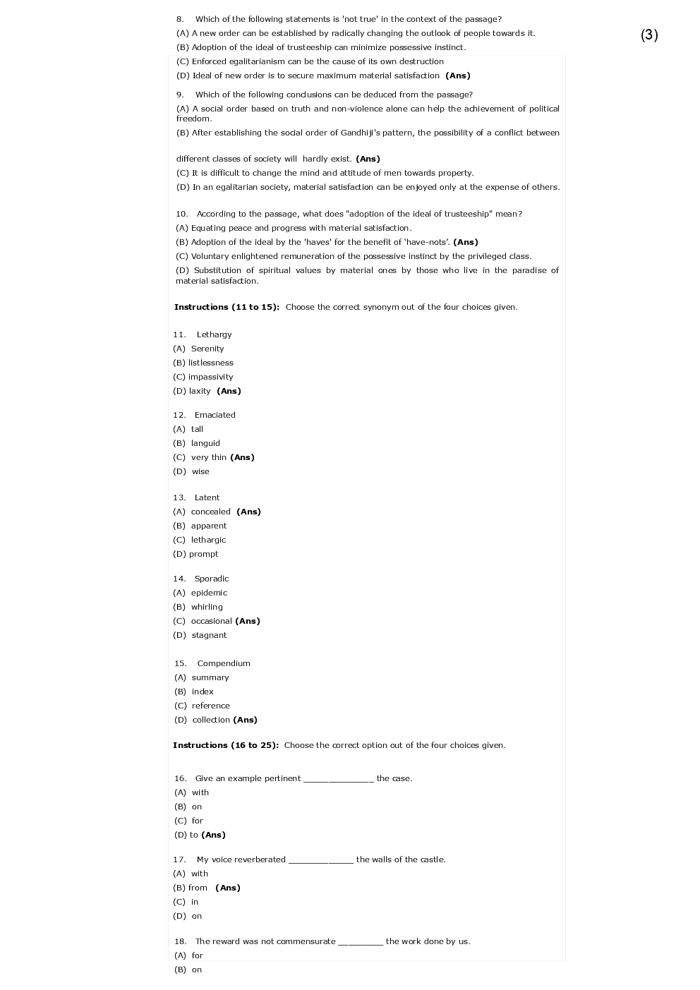 CLAT Question Paper With Answer 2012 - Page 3