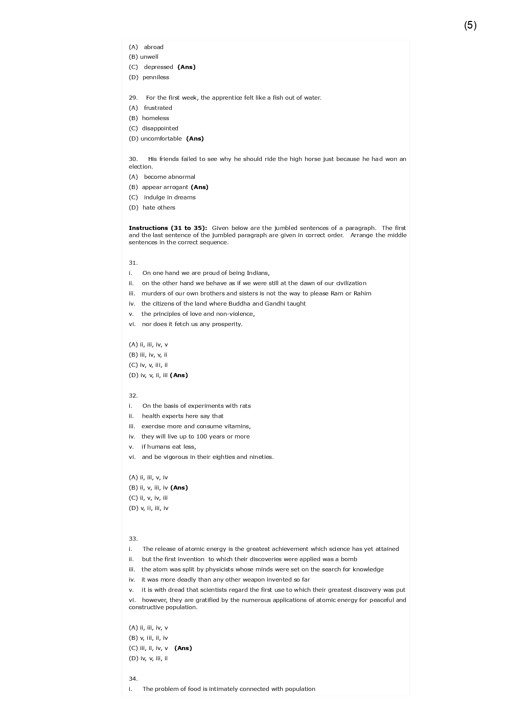 CLAT Question Paper With Answer 2012 - Page 5