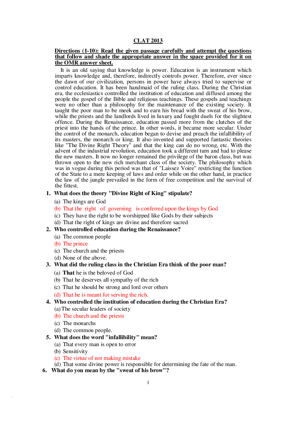 CLAT Question Paper With Answer 2013 - Page 2